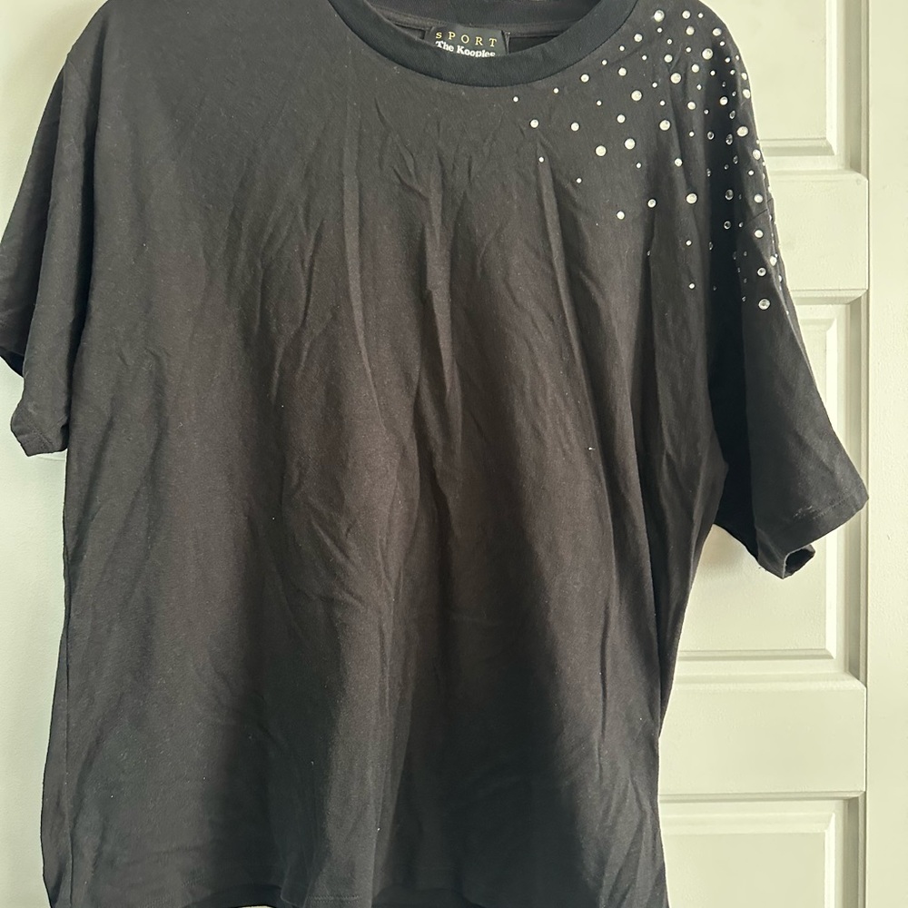 The Kooples Black Short Sleeve Tee with White Accents